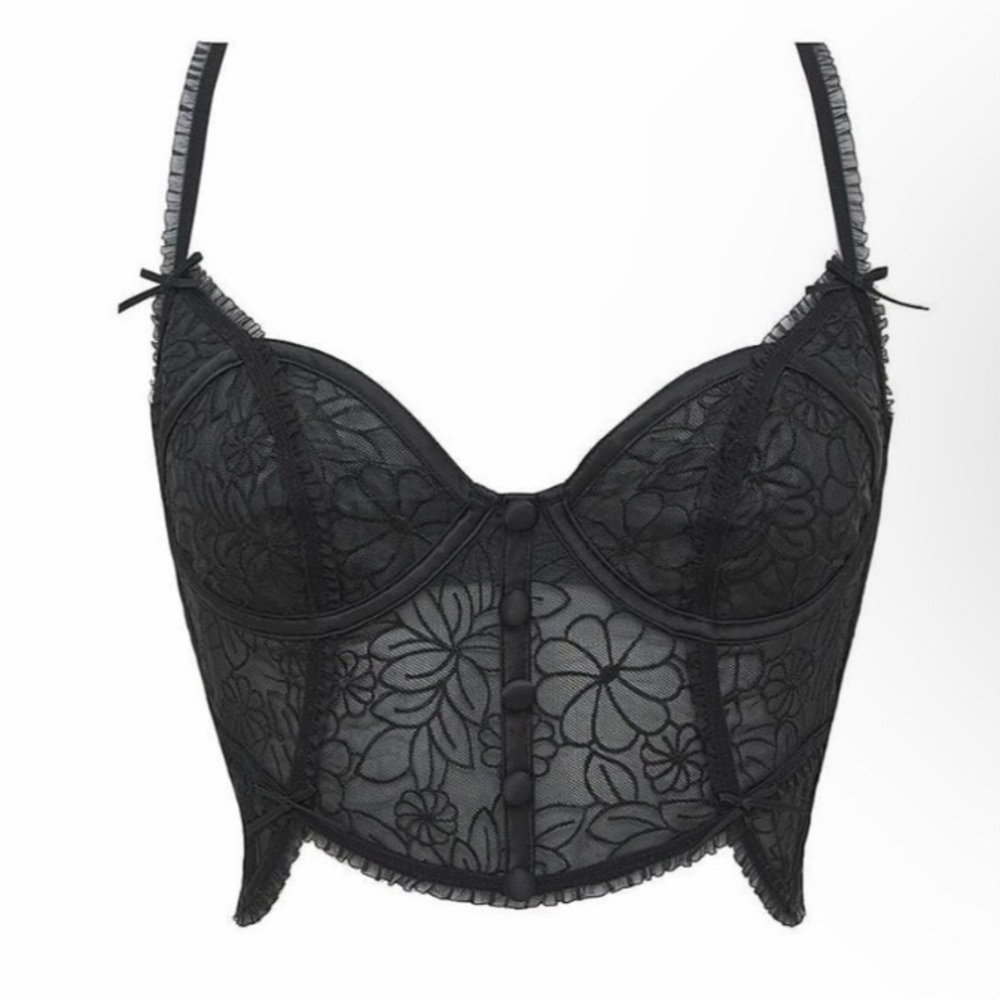 For Love And Lemons Emilia Longline Bra In Black